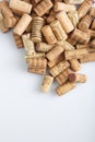 MOSCOW / RUSSIA - 14/05/2020 isolated copy space close up top view background wallpaper shot of a bunch of wooden wine corks Royalty Free Stock Photo