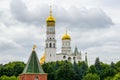 Moscow, Russia. Ivan the Great bell tower behind the Kremlin wall Royalty Free Stock Photo