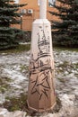 Crimean views painted on a lamppost
