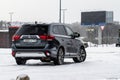 MOSCOW, RUSSIA - JANUARY 30, 2021 Mitsubishi Outlander. Rear side close up view