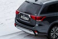 MOSCOW, RUSSIA - JANUARY 30, 2021 Mitsubishi Outlander. Rear side close up view