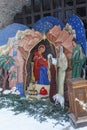 Nativity scene at Krutitsky Compound. Bible scene on Christmas eve. Krutitsy Patriarchal