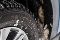 MOSCOW, RUSSIA - JANUARY 22, 2022. Nokian Tires wheel close up view.
