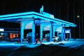 Petrol station of Gazpromneft company at night Royalty Free Stock Photo