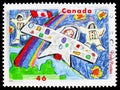 Astronauts in Space, a Rainbow and a Canadian Flag, Stampin` the Future serie, circa 2000