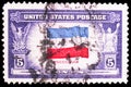 Postage stamp printed in United States shows Flag of Yugoslavia, Overrun Countries Issue serie, circa 1943