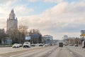 MOSCOW, RUSSIA - JANUARY 04, 2018: Traffic on Kutuzovsky avenue