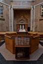 Torah reading place, books and the holy of holies. interior of t
