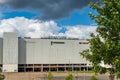 MOSCOW, RUSSIA -July 31, 2020: Aviapark shoppng mall. View form the Khodynskoy pole park. THe lagest shapping mall in Europe