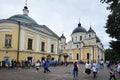 Believers people came to the service at the Pokrovsky monastery in Moscow