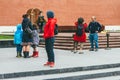 Moscow, Russia - JULY 7, 2017. Chinese and other tourists on the background of the Memorial to the Unknown Soldier, near