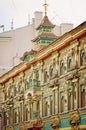 Chinese Pagoda - Tea House on Myasnitskaya Street in Moscow. Fragment of the facade. Vertical phot
