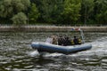 Combat swimmers on a boat go to the dive site Royalty Free Stock Photo