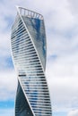 Moscow-Russia-June 12, 2016: curved tower of Moscow city. Modern high-rise building.  Urban landscape of Moscow Royalty Free Stock Photo