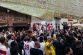 English fans chanting on the street in Moscow