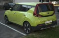 Moscow, Russia - july 20 2021: A green kia soul car is parked on the street. Rear view. Summer day Royalty Free Stock Photo