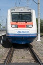 MOSCOW, RUSSIA, JULY 12, 2010: High speed train Pendolino Sm6 ALLEGRO runs on the railway test ring. White high speed train