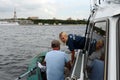 Inspector of the state inspection of small vessels of EMERCOM of Russia in the water area of the Khimki reservoir of Moscow