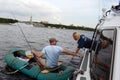 Inspector of the state inspection of small vessels of EMERCOM of Russia in the water area of the Khimki reservoir of Moscow