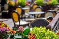 Interior of a summer street cafe in the city