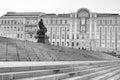 Moscow, Russia - July 04, 2021: The Lenin library in Moscow. Monument to Fyodor Dostoyevsky in the front