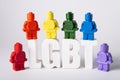 Moscow, Russia - July 26, 2022. The LGBT word consists of letters on which there are figures in the form of lego Royalty Free Stock Photo