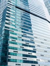 Moscow, Russia - July 12, 2020: The modern skyscraper closeup. Vertical beautiful background