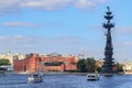 Moscow, Russia - July 30, 2018: Monument to russian Tsar Peter the Great on an artificial island at separation of Moskva river and Royalty Free Stock Photo