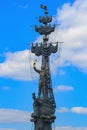 Moscow, Russia - July 30, 2018: Monument to russian Tsar Peter the Great in Moscow. Author Zurab Tsereteli Royalty Free Stock Photo