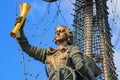 Moscow, Russia - July 30, 2018: Monument to russian Tsar Peter the Great in Moscow. Author Zurab Tsereteli Royalty Free Stock Photo