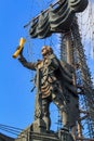 Moscow, Russia - July 30, 2018: Monument to russian Tsar Peter the Great in Moscow. Author Zurab Tsereteli Royalty Free Stock Photo