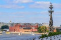 Moscow, Russia - July 30, 2018: Monument to russian Tsar Peter the Great on Moskva river. View from Krymskaya embankment Royalty Free Stock Photo