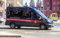 MOSCOW, RUSSIA - JULY 23, 2020: Police car of the Investigative Committee of Russia in front of the Kremlin towers of Red Square Royalty Free Stock Photo