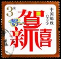 Postage stamp printed in China shows Chinese characters, New Year serie, circa 2006 Royalty Free Stock Photo