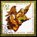 Postage stamp printed in Germany shows Angel, Christmas serie, circa 1989