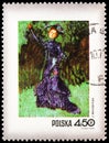Strange Garden, by Jozef Mehoffer 1869-1946, Stamp Day 1971 - Woman in Polish Paintings serie, circa 1971