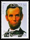 Postage stamp printed in Turkmenistan shows Abraham Lincoln, 19th century serie, circa 1999 Royalty Free Stock Photo