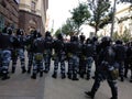 Moscow, Russia - July 27, 2019. Riot police at an opposition protest rally for fair elections to the Moscow City Duma Royalty Free Stock Photo