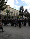 Moscow, Russia - July 27, 2019. Riot police at an opposition protest rally for fair elections to the Moscow City Duma Royalty Free Stock Photo