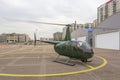 MOSCOW, RUSSIA - July 21, 2014:Robinson R44 is four-seat light helicopter. One of world`s most popular helicopters with Royalty Free Stock Photo