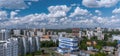 Smokestacks near the metro Planernaya. Sleeping area of prefabricated houses. Royalty Free Stock Photo