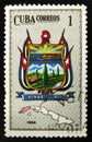 Postage stamp printed in Cuba shows Pinar del RÃÂ­o province coat of arms, circa 1966