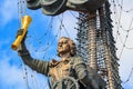 Moscow, Russia - July 30, 2018: Statue of russian Tsar Peter the Great closeup against blue sky