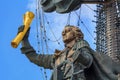 Moscow, Russia - July 30, 2018: Statue of russian Tsar Peter the Great closeup on a blue sky background Royalty Free Stock Photo