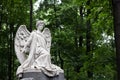The tombstone of the 19th century-a grieving angel at the German