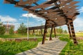 Moscow, Russia - July 06, 2018: Tufeleva roscha architecture park in Moscow. Summer day at landscape park walk