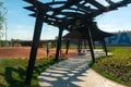 Moscow, Russia - July 06, 2018: Tufeleva roscha architecture park in Moscow. Summer day at landscape park walk