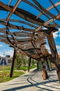 Moscow, Russia - July 06, 2018: Tufeleva roscha architecture park in Moscow. Summer day at landscape park walk