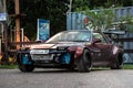 Moscow, Russia - July 06, 2019: Tuned Nissan 240SX. Special maded professional drift car. Parked near autodrome. Removed front
