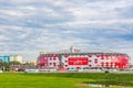 Moscow, Russia - July, 2017: View of the entrance of Otkrytie Arena. Home stadium of Spartak football team. FIFA world cup and con Royalty Free Stock Photo